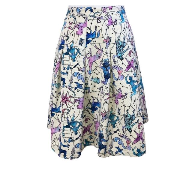 ModCloth Zodiac Celestial Cream Purple Blue Skirt Size Small - Picture 2 of 6